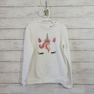 Children's Place White Unicorn Sweatshirt Size 7/8